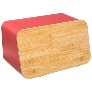 Five Brotkasten mit integriertem Schneidebrett aus Bambus und Metall, Rosa