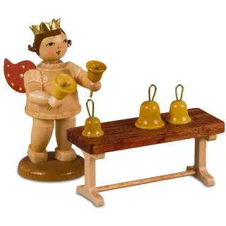 Weihnachtsfiguren Engel mit Handglockenspiel natur Höhe 6,5cm NEU Gottesbote