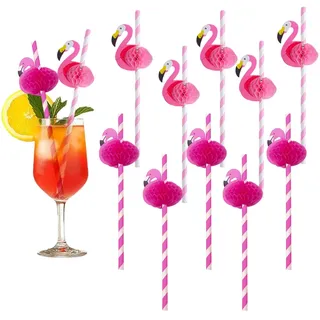 25 rosa Flamingo-Strohhalme + 25 rosarote Flamingo-Strohhalme,3D-Flamingo-Stroh, Umweltschutzgewohnheiten, abbaubares Geschirr, Partydekoration, 3D-Modellierungsstroh, Lebensmittelsicherheit, Partyzub