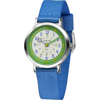 JACQUES FAREL Happy Learning 33 mm Analog Quarz Gehäuse blau Stoffband