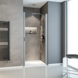 Schulte ExpressPlus Drehtür Nische 90 x 180 cm Alu Natur/Sicherheitsglas, Klarglas