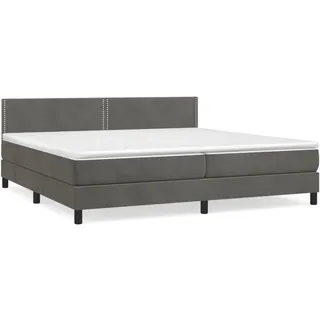 vidaXL Boxspringbett mit Matratze Dunkelgrau 200x200 cm Samt - Grau