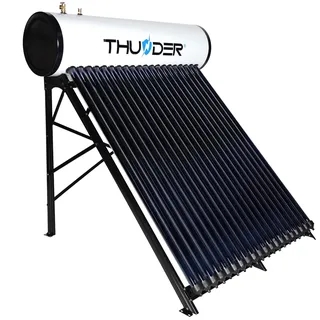 THUNDER Vakuumröhren Solarkollektor Heat Pipe 200 l 20 Röhren Solar Warmwasserbereiter Edelstahl SUS304 Warmwasserspeicher Schwarz