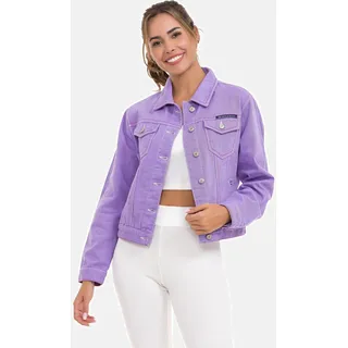 Jeansjacke CIPO & BAXX "Cipo & Baxx Jeansjacke", Damen, Gr. L, lila, Obermaterial: 100% Baumwolle CO., uni, regular fit, Jacken Jeansjacke, Mit praktischen Brusttaschen, WJ212
