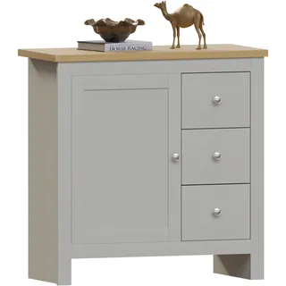 Vida Designs Arlington Sideboard mit 3 Schubladen und Tür Schrank Anrichte Aufbewahrung MDF Möbel Grau