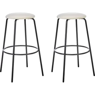 BELIANI Barhocker Cremeweiß Samt und Metall ohne Lehne mit Fußstützen Retro Design Sitzmöbel Wohnzommer Küche Bar Wohnküche Ausstattung - Weiß, Schwarz