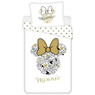 Disney Minnie Mouse Gold Weiß 140 x 200 cm + 70 x 90 cm