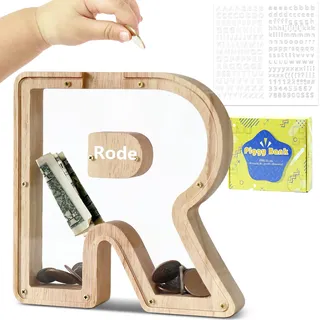 DBPBToU Spardose Kinder Holz Buchstaben Spardose (R)