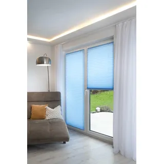 K-Home® Klebe-Plissee Iceblau Lichtschutz B40 x H210 cm