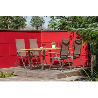 Niehoff Set Noah, Milford - Das Set besteht aus: 1 x Tisch Noah Trapezkufe Edelstahl, 4 x Verstellsessel ...