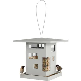 Umbra Bird Cafe Vogelhaus, Moderner Vogelfutterspender zum Aufhängen, Vogelfutterhaus mit architektonischem Design, grau