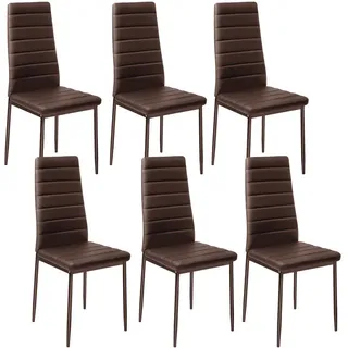 tectake Esszimmerstuhl 6er Set Thomas 41 x 45 x 98 5 cm cappuccino , Cappuccino , Textil , 48x98.5x45 cm , Esszimmer, Stühle