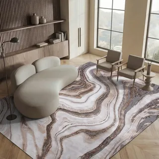 SAFAVIEH Zeitgenössische Teppich für Wohnzimmer, Esszimmer, Schlafzimmer - Craft Collection, Kurzer Flor, Gold und Grau, 201 X 274 cm