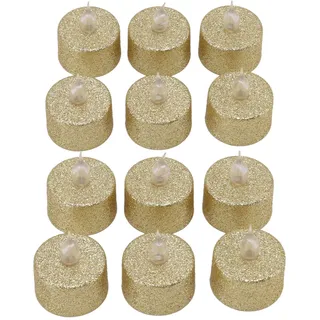 Garosa 12 Stück LED-Teelichter Votivkerzen Flammenlose Realistisch Hell Batteriebetrieben für Feste Partys Hochzeit Home Decoration Party Dekoration Gold