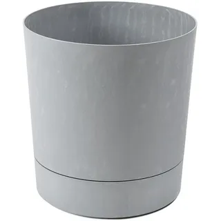 LAMELA Pflanzgefäß mit integriertem Untersetzer, Breite 14,5 cm – 1,8L – Grauer Blumentopf in Betonoptik für Innen & Außen – Wetterfest & Pflegeleicht