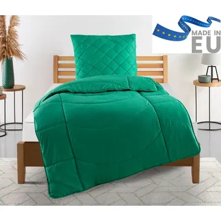 MY HOME Steppbett + Kopfkissen Microlux, Bettdecke 135x200 cm, 155x220 cm, Füllung: Polyester, Bezug: Polyester, Set mit Kissen 40x80 cm, 80x80 cm, Sommer, Herbst, Winter in 4 Farben grün