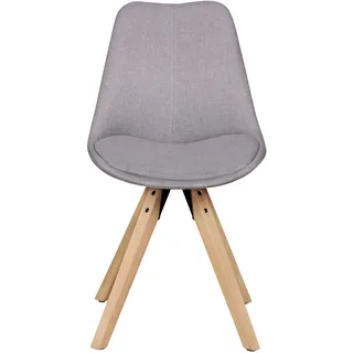 FineBuy Esszimmerstühle 2er Set Grau Skandinavische Stühle mit Holzbeinen Retro Stuhlset Bunt Küchenstühle mit Stoff Lehnenstuhl Modern Küchenstuhl - Grau