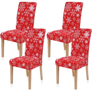 Homaxy Universal Stretch Stuhlhussen 2er 4er 6er Set Stuhlbezug für Stuhl Esszimmer (4er Set, Weihnachten E)