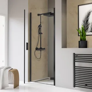 Schulte TouraPlus Duschtür rechts 80 x 200 cm schwarz Sicherheitsglas