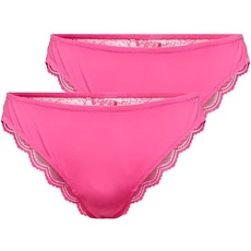 ONLY Damen Onlwillow Lace Brazilian 2-pack Panties, Pink Flambé, XS EU