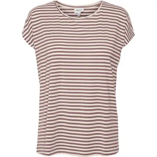 Vero Moda Damen Vmava Plain Top Stripe Ga JRS Noos Shirt, Nostalgia Rose/Stripes:Pristine, M EU
