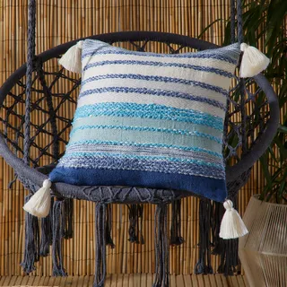Drift Home Grayson Outdoor Kissen, umweltfreundlich, gefüllt, 43 x 43 cm, Blau