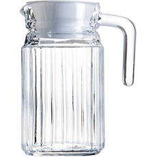 MGE - Wasserkrug aus Glas mit Deckel - Glaskrug für Den Kühlschrank - Flasche für Tee, Fruchtsaft, Limonade - Klare Flasche (0,6 L)
