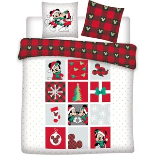 Mickey & Minnie Mouse Bettbezug christmas- Baumwolle - CONTROLEREN - Weiß, Rot