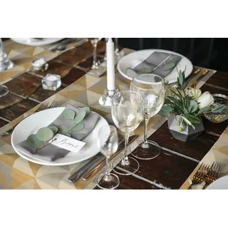 Platzset ADAM "Tischset Bio Bel" Gr. 1, gelb (curry,dunkelgrau), 9 Stk., Baumwolle, rechteckig, Obermaterial: 100% Baumwolle, Platzsets, Platzset, Made in Germany, für 4 Personen