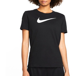 Nike Damen Df Swoosh T-Shirt, Schwarz/Weiß, M