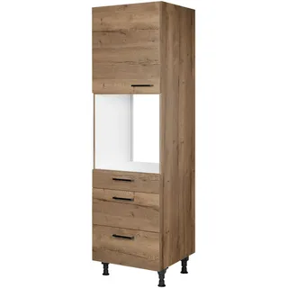 Nobilia Geräteumbauschrank , Eiche dunkel , Metall , 1 Fächer , 3 Schubladen , nur wie online abgebildet bestellbar , 60x216.6x58 cm , Blauer Engel, Pefc, Goldenes M, Made in Germany, DGM-Klimapakt , Küchen, Küchenmöbel, Küchenschränke, Geräteumbauschränke