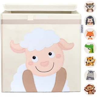 GLÜCKSWOLKE Kinder Aufbewahrungsboxen - Spielzeugkiste mit Deckel - Schaf | 15 Motive zur Auswahl I Spielzeugkiste Kinderzimmer I Spielzeug Boxen & Kisten (33x33x33) zur Aufbewahrung im Kallax Regal