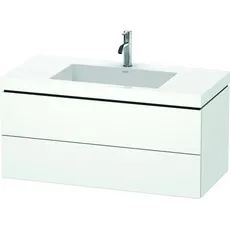 Duravit L-Cube Möbelwaschtisch c-bonded mit Unterbau wandhängend, 100x48 cm, 2 Schubkästen, ohne Überlauf, 1 Hahnloch, Farbe: Tessiner Kirschbaum