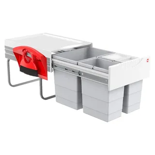 HAILO Abfallsorter 40 (20 + 2x10) Liter RAUMSPAR TANDEM COMFORT ab 40 cm Schrankbreite - Hellgrau