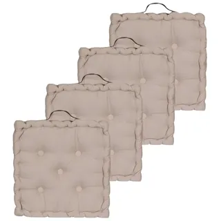 Atout Ciel 4 Bodenkissen, 40 x 40 cm, mit kontrastierendem Henkel, Taupe