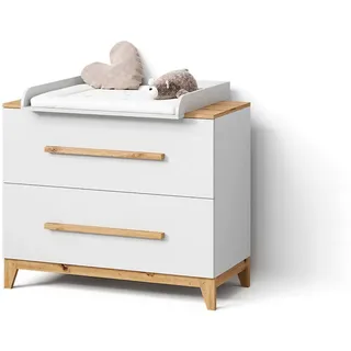 livinity® Wickelkommode Mailo Weiß/Artisan mit 2 Schubladen