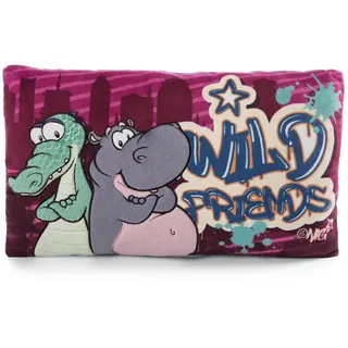 NICI Kissen Krokodil Nilpferd, 43x25 cm, GRÜN - Lila