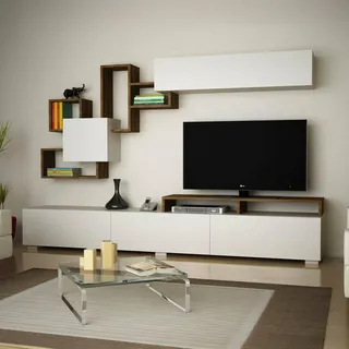 Dmora Wandregal Thalassa 210x36,8x46,8h cm Weiß 9 Regale