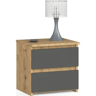 Kommode mit 2 Schubladen Kommode Organizer Kommode mit Schubladen 40 cm breit 40 cm hoch | Artisan Eiche-grau Holz Highboard Sideboard Schrank schmal