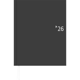 Zettler Wochenbuch anthrazit Leine 1W/2S 2026 – Buchkalender 21 × 26 cm, 1 Woche auf 2 Seiten, wattierter Kunststoffeinband, FSC-zertifiziert