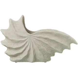 Tischvase, abstrakte Muschelform, Keramik, grau, 39 x 14 x 24 cm