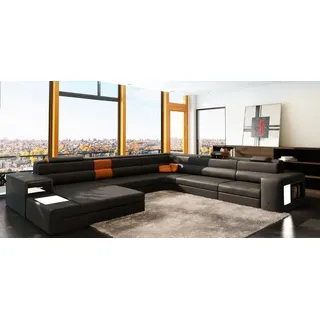 Design Wohnlandschaft Ecksofa Couch Sofa Polster Eck Sitz Garnitur Leder USB+LED - Taupe