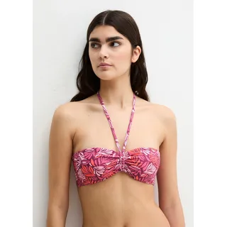 Bandeau-Bikini-Top MARC O'POLO "Abstract Leaf AOP", Damen, Gr. S, N-Gr, pink (raspberry coulis leaf print), Obermaterial: 84% Polyamid, 16% Elasthan, Bikini-Oberteile Bandeau-Bikini-Top