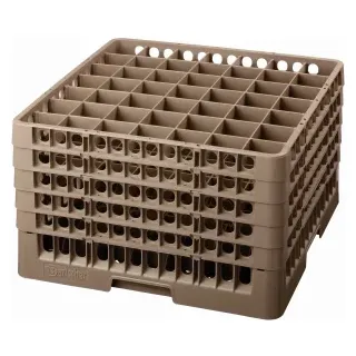 Bartscher Gläserkorb, 49 Fächer, braun, Stapelbarer Spülmaschinenkorb für gute Spülergebnisse, Abmessung: 500 x 500 x 306 mm
