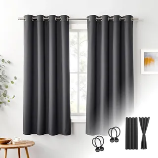 Cozyor Verdunklungsvorhänge Gardinen 2er Set mit Magnet-Raffhalter Thermogardine isolierend, verdunkelnd, grau Nebula, Gardine mit Ösen für Schlafzimmer, Wohnzimmer, Kinderzimmer 160x135 cm