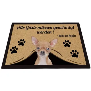 BAGEYOU Personalisierte Fußmatte mit Meinem Liebeshund Chihuahua Alle Gäste Müssen Genehmigt Werden Bodenmatte 70 x 45 cm