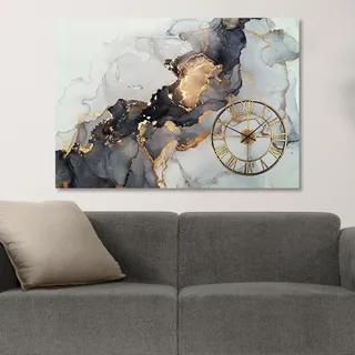 Opviq, ST1471082564_70100, Dekorative Wanduhr, Mehrfarbig, 100% BAUMWOLLE, 70 x 100 cm