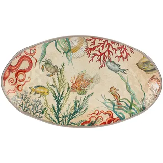 ROSE & TULIPANI MILANO Nador Sea Life Teller oval 100% Melamin 52x30cm in Geschenkbox