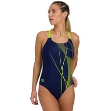 Bild Damen Women's Arena Branch Pro Back Lb One Piece Swimsuit, Navy-soft Green, 36