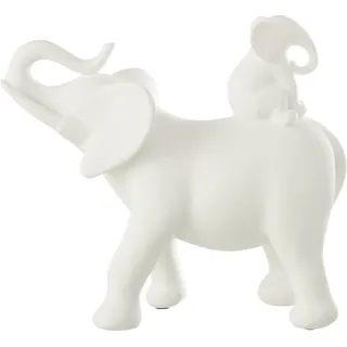 J-Line Elefant Tragen Baby Polyresin Weiss - Weiß